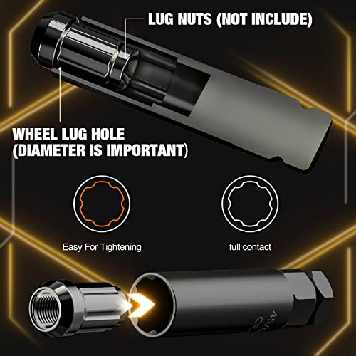 Dynofit 8-Piece Lug Nuts Key Kit, 5/6/7/12 Spline Lug Nuts Socket Set for Aftermarket Rims and Wheel Lock, with 1/2" Drive & Hex External Ends for Removal, Cr-V Steel - size: 8-Piece Set (5/6/7/12 Spline) with 1/2" Drive