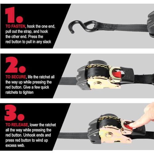 Erickson Pro Series Ratcheting Tie-Down Strap - Black, 1 in x 6 ft, 2 Pack - color: Black, size: 1in x 6ft