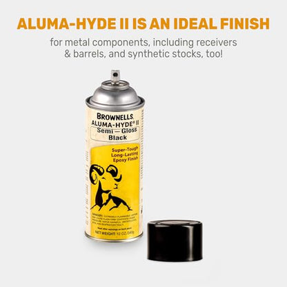Brownells Aluma-Hyde II Epoxy Based Firearm Finish Spray Coating Protection Paint, Aerosol Can, 12 oz. (340g) Semi Gloss Black - color: Semi Gloss Black