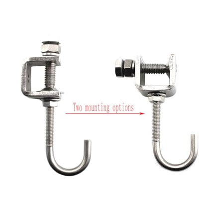 6Pcs I Beam Clamps with Hooks; C Clamp Hook Stainless Steel; Pipe Clamp Hooks for Hanging; Bolt Clamp Hook for Use Slotted Angle in Galvanized