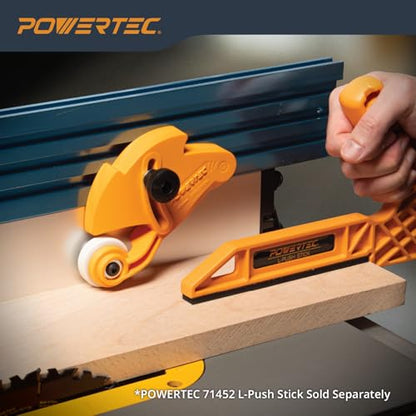 POWERTEC Adjustable Roller Stock Guide, One Way Bearing Stock Feeder Tool - Reduce Kickback & Increase Shop Safety - For Table Saw, Router Tables, Band Saws, Auxiliary Fence w/T-Slot Mount (71935) - style: Roller Stock Guide