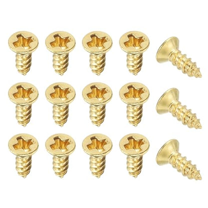 Brass Wood Screws Self Tapping Screws, M2 x 6 mm Flat Cross Head Fit for Door Hinges Electronics Furniture (100 Pack, Gold Tone) - size: M2 x 6 mm