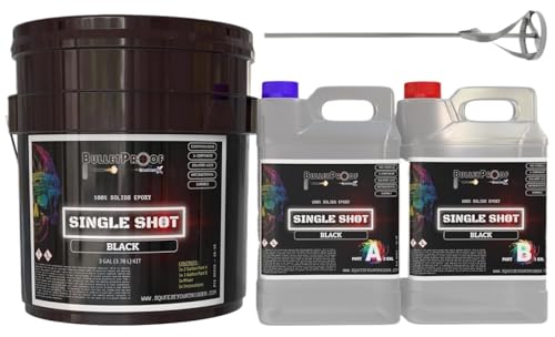 BP Resins: Single Shot |100% Solids Epoxy Resin Kit (3 Gallons) Solvent-Less, Two Component Gloss Coat Finish- Low VOC! Industrial Use, Garages, Floors & More! (Black) + Free Mixer! - color: BLACK-3GAL