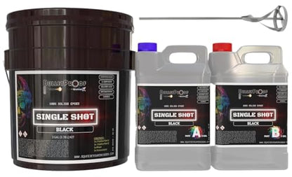 BP Resins: Single Shot |100% Solids Epoxy Resin Kit (3 Gallons) Solvent-Less, Two Component Gloss Coat Finish- Low VOC! Industrial Use, Garages, Floors & More! (Black) + Free Mixer! - color: BLACK-3GAL