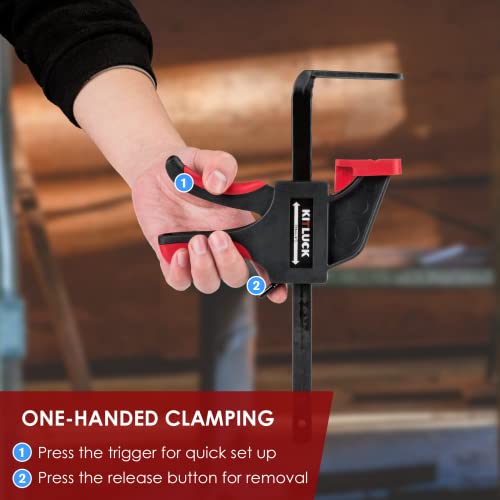 Track Saw Clamp, KITLUCK Quick Release Guide Rail Clamp for Circular Saw Guide Rail System, 6" Clamping Thickness, Universal Wood Track Clamps for Woodworking-2 Pcs