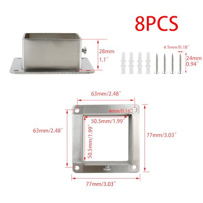 Wealrit 8 PCS Square Post Bases,1.99" Stainless Steel Deck Post Brackets - style: 8 pcs 2" Silver