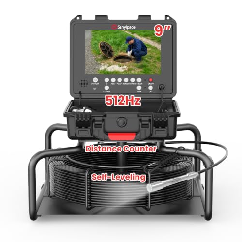 Sanyipace Inspection Camera with 512Hz Probe,Self-Leveling,Distance Counter - size: 165FT/50M