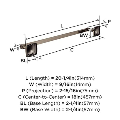 Amerock Stature 18" Brushed Nickel Towel Bar - color: Brushed Nickel, size: 18 Inch (457 mm)