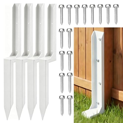 Fence Post Repair Kit, Heavy-Duty Fence Stabilizer, White, 4-Pack - color: White 4 pack