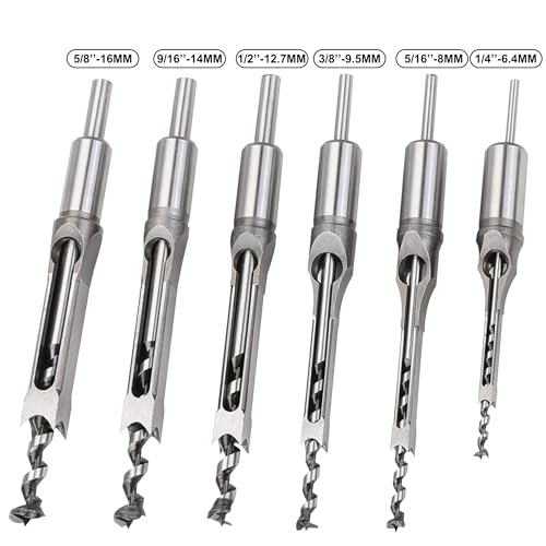 Hole Mortise Chisel Drill Bit Tools, Size 1/4’’ 5/16’’ 3/8’’ 1/2’’ 9/16’’ 5/8’’