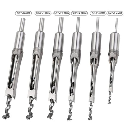 Hole Mortise Chisel Drill Bit Tools, Size 1/4’’ 5/16’’ 3/8’’ 1/2’’ 9/16’’ 5/8’’