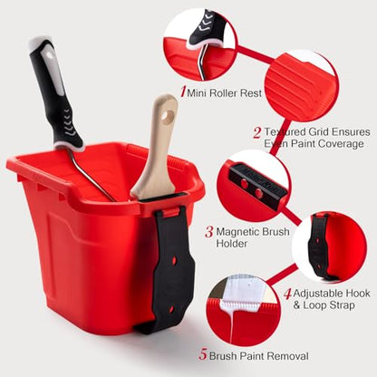 Mister Rui Paint Brushes Paint Cup with Hand Held Paint Bucket Liner & Lid - size: 1PCS, 2" Short, Red Paint Cup