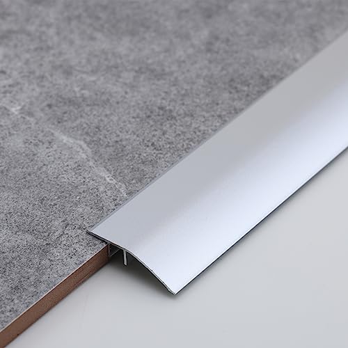 Gaahing Aluminum Floor Transition Threshold Strip, Bridge the Height Gap Between 0.2 to 0.5 inches for Doorway Ramp Tiles Laminate Planks (35.4in x 1.7in, Matte Silver) - size: 35.4in x 1.7in, Matte Silver