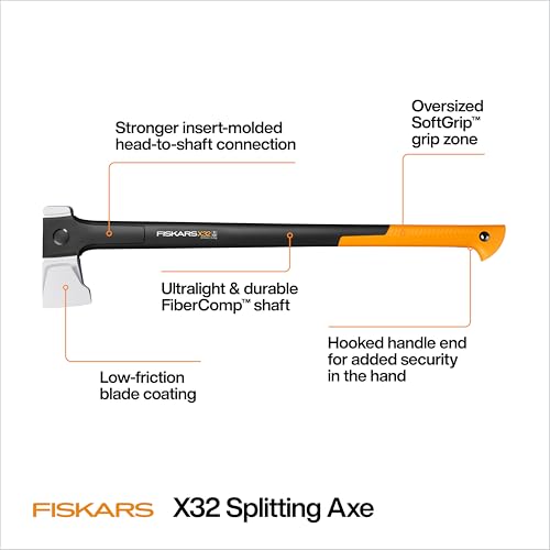 Fiskars X32 Splitting Axe 32", Splitter for Large Wood Logs & Firewood - style: 32" Splitting Axe