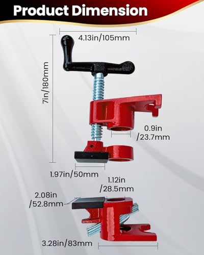3/4 Inch Pipe Clamps, 6 Pack Wood Gluing Clamp Set with Soft Pads - style: Red, 3/4 IN with Pads