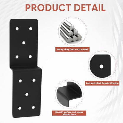 4 Pcs 3"x5" Z Shape Heavy Duty Steel Brackets, 11 Gauge, Black - size: Z-5''X5''X3''