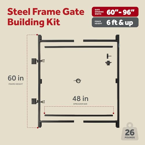 Adjust-A-Gate Wide 3 Rail Gate Kit, Black, 60-96 in, 60 in Tall, 2-Pack - size: 60"-96" wide openings over 6' high