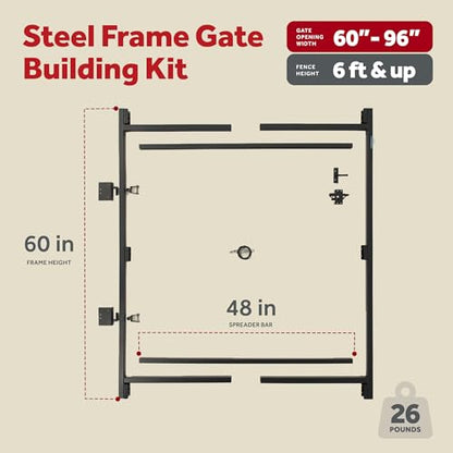 Adjust-A-Gate Wide 3 Rail Gate Kit, Black, 60-96 in, 60 in Tall, 2-Pack - size: 60"-96" wide openings over 6' high