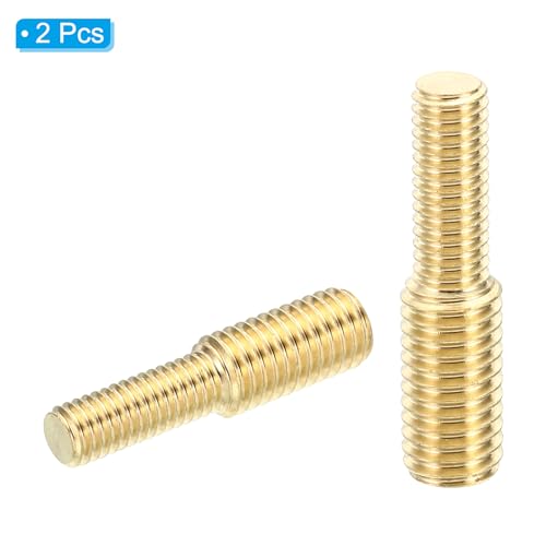 PATIKIL M6x16mm to M8x16mm Double End Threaded Stud Screw Bolt, 2 Pack Brass Rod Bolts Thread Reducer Adapter for Furniture Fastener, Hardware Connector - size: M6x16mm to M8x16mm