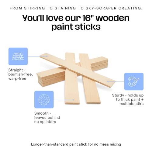Wood Paint Sticks 16 inch, Pack of 25 Paint Stir Sticks, Jumbo Craft Sticks, Unfinished Wooden Sticks for Crafts, by Woodpeckers - size: 16 inch