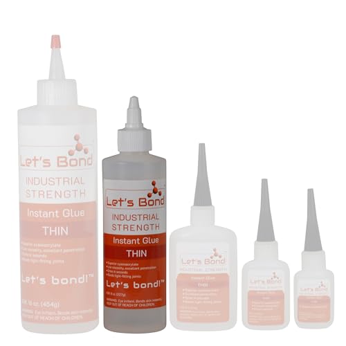 Let's Bond 8 oz Thin Professional Grade Instant Glue Bundle, Premium Cyanoacrylate, 5 CPS - size: 8 oz Bundle
