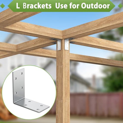 3x3 Inch Galvanized Steel L Shape Furniture Wall Support Brackets - color: Galvanized Steel, Silver