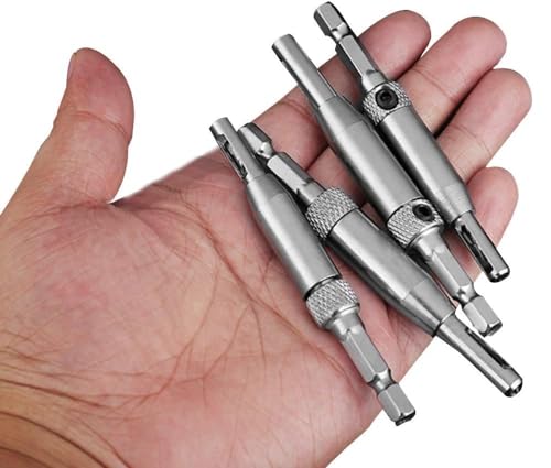 4 Pieces Self-Centering Hinge Drill Bits, HSS Door Self-Centering Hinge Hole Opening Drill Bit Set with Allen Key, 5/64", 7/64", 9/64", 11/64"