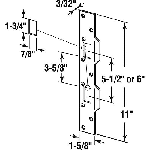 Prime-Line MP10385 Max Security Combo Strike, 1-5/8 In. x 11 In., Steel, Satin Nickel (Single Pack)