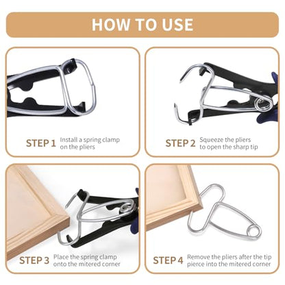 PLANEKO 10PCS Miter Spring Clamps Kit for Wood Trim Picture Frames Molding