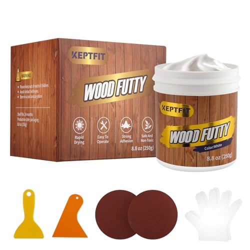 White Wood Filler - 9.87oz Paintable & Stainable Woods Repair Putty for Furniture - Quick Repair for Broken & Defective Wood (White) - color: White