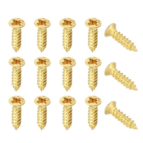 Brass Wood Screws Self Tapping Screws, M2 x 8 mm Flat Cross Head Fit for Door Hinges Electronics Furniture (100 Pack, Gold Tone) - size: M2 x 8 mm