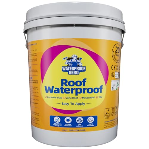 5 Gallon Roof/Outdoor Waterproof Coating Sealant Water-Based Durable Waterproof Agent Multi-Surface Leak Repair (5 Gallon) (Grey)