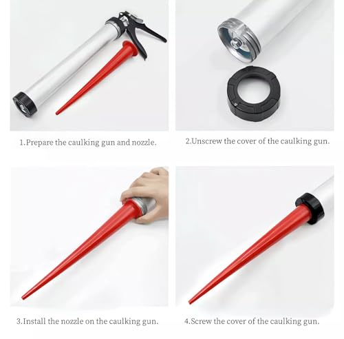 4PCS Reusable Extension Caulk Nozzle for Sausage Caulking Gun (Straight)