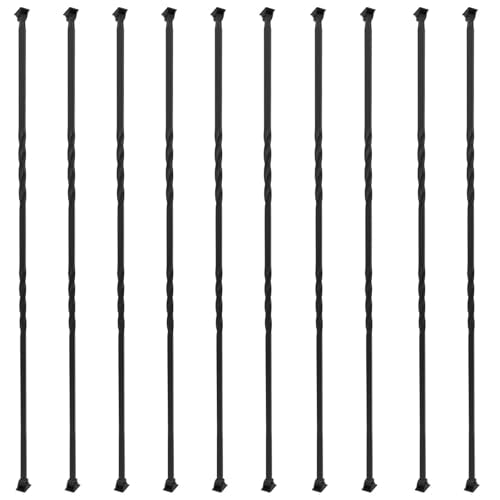 Sidasu 10-Pack 44" x 1/2" Wrought Iron Balusters for Stairs - size: 10 pack, style: Double Twist Baluster