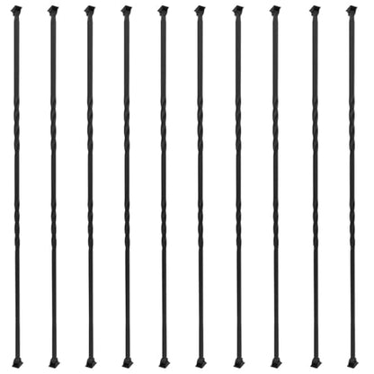 Sidasu 10-Pack 44" x 1/2" Wrought Iron Balusters for Stairs - size: 10 pack, style: Double Twist Baluster