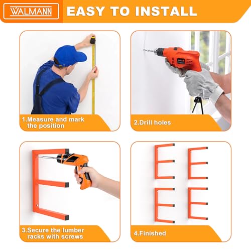 WALMANN Garage Wall Mounted Lumber Storage Rack, Overhead Lumber Racks - style: 1 Pair
