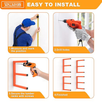 WALMANN Garage Wall Mounted Lumber Storage Rack, Overhead Lumber Racks - style: 1 Pair