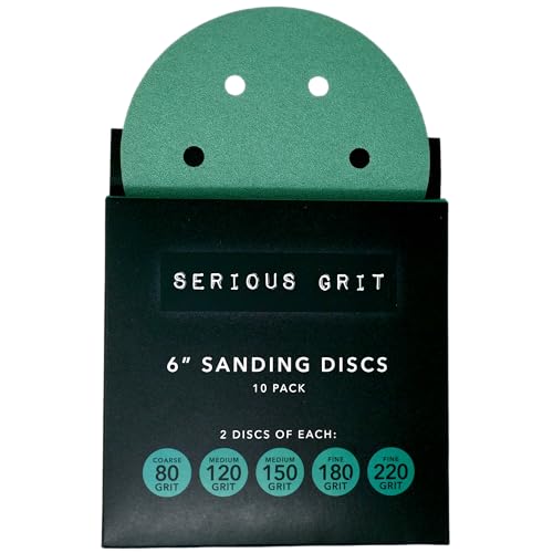 Serious Grit - 6-Inch 49-Hole Sanding Discs - P80-220 Assortment - 10 Pack - size: 6-Inch 6-Hole
