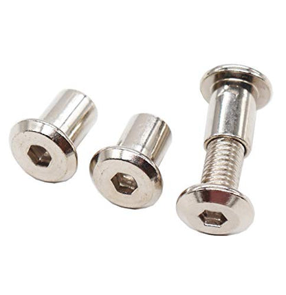 10-Set M8x16mm Rivet Countersunk Hex Socket Cap Bolts and Hex Head Barrel Nuts for Furnitures Cribs Chairs, Nickel Plated - size: M8 x 1.25