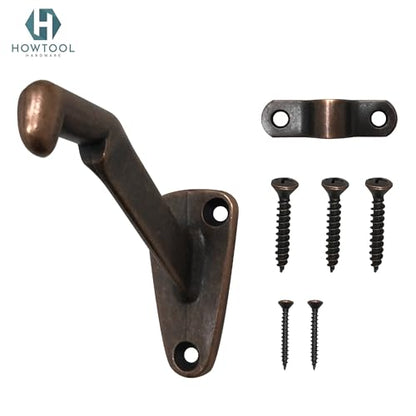 Handrail Bracket Heavy Duty Wall Mounted Antique Bronze V Style, 3 Pack | HOWTOOL - color: Antique Bronze