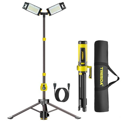 Tresda 12000LM Rechargeable LED Work Light with Telescoping Tripod Stand