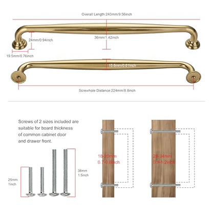TUNNY 5 Pack Cabinet Handles-8.81"/224mm Screw Spacing Champagne Bronze Furniture Hardware Handles for Kitchen Cabinets Bedroom Dresser Wardrobe Cabinet Pulls - color: Champagne Bronze, size: 8.81"(224mm)Hole Center-5Pcs