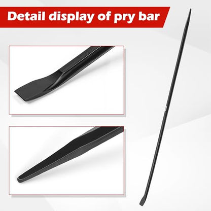 40 Inch Heavy Duty Alignment Pry Bar, Professional Sleever Bar for Line Up & Spud Work, 7/8" Hex Shaft with Pointed Tip & 15° Angled Chisel for Ironworkers, Construction, Industrial Use - 2pcs - size: 40-inch