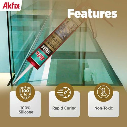 Akfix 100AQ Aquarium Sealant Clear (2x10.1 fl. oz.) – 100% Waterproof, Fish-Safe, High-Speed Curing and Strong Adhesion, Non-Toxic Glass Adhesive for Aquarium Repair | Clear, 2 Pack - color: Clear, size: 2 Pack