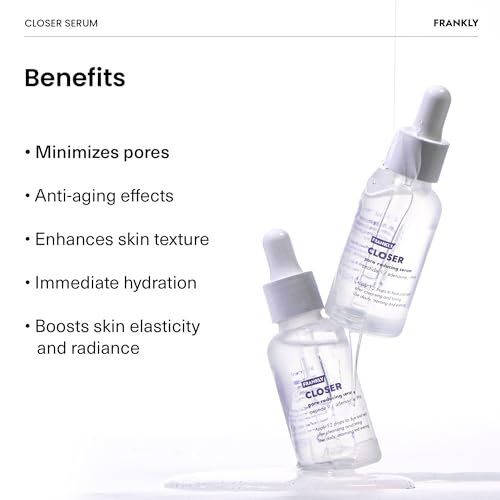 FRANKLY Closer Serum | Pore Minimizer Serum | 9 Peptides, Vegan Collagen, Adenosine, PHA | Korean Pore Minimizer for Glass Skin, Anti-Aging, Hydration, Elasticity | 1.01 fl oz (Pack of 2) - size: 1.01 Fl Oz (Pack of 2)