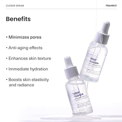 FRANKLY Closer Serum | Pore Minimizer Serum | 9 Peptides, Vegan Collagen, Adenosine, PHA | Korean Pore Minimizer for Glass Skin, Anti-Aging, Hydration, Elasticity | 1.01 fl oz (Pack of 2) - size: 1.01 Fl Oz (Pack of 2)