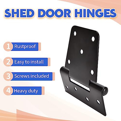 Sange Sopffy Heavy Duty Barn Door Hinges Black Iron hinge3.5 Inch for Wood Shed, Outdoor Barn, Deck, Wood Door, and Fences (Screws Included) (6)