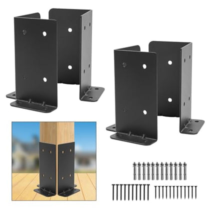 4"X4" Post Anchor Base 2Set,Adjustable Post Base for 4X4 6x6 Post - size: 4X4