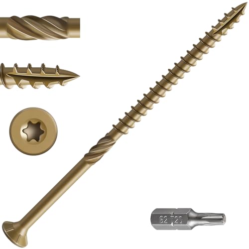 Wensilon #14 * 8" Extended Deck Screws, 38pcs 2lbs 6.3x200mm Lag Screws - color: Yellow, size: 14*8