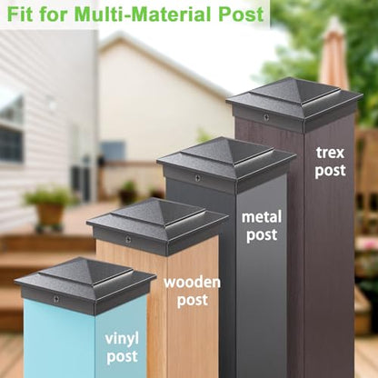 8 Pack 4x4 Post Caps, Aluminum Fence Post Caps for True 3.5"x3.5" Wood Post